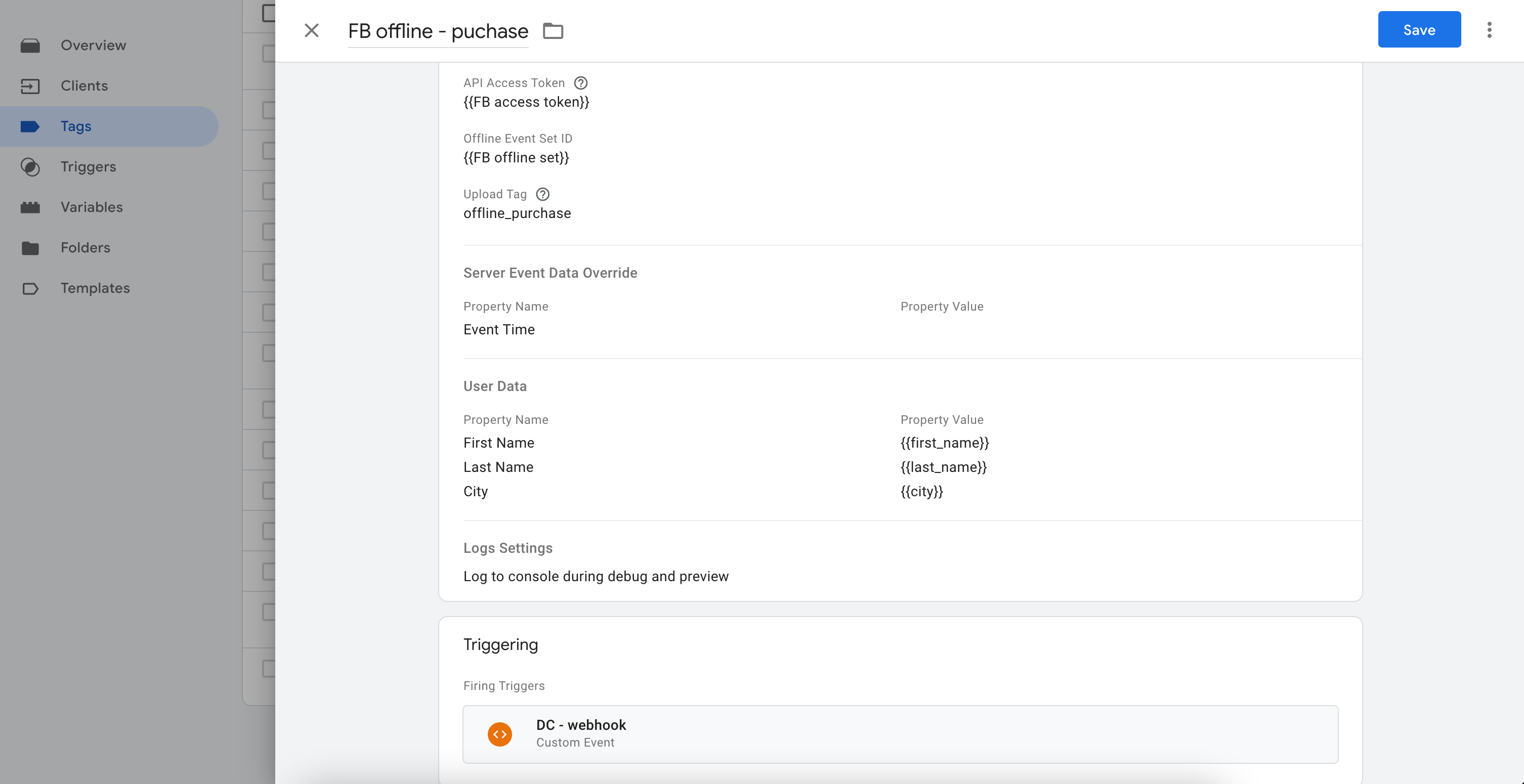 Facebook offline conversion using server GTM Stape