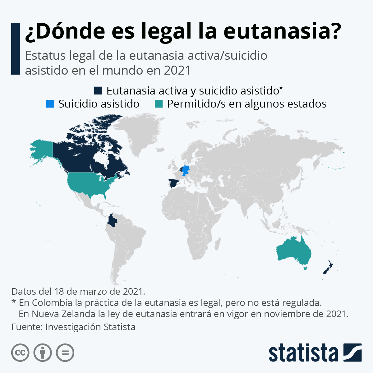 Gráfico ¿En qué países es legal la eutanasia? Statista