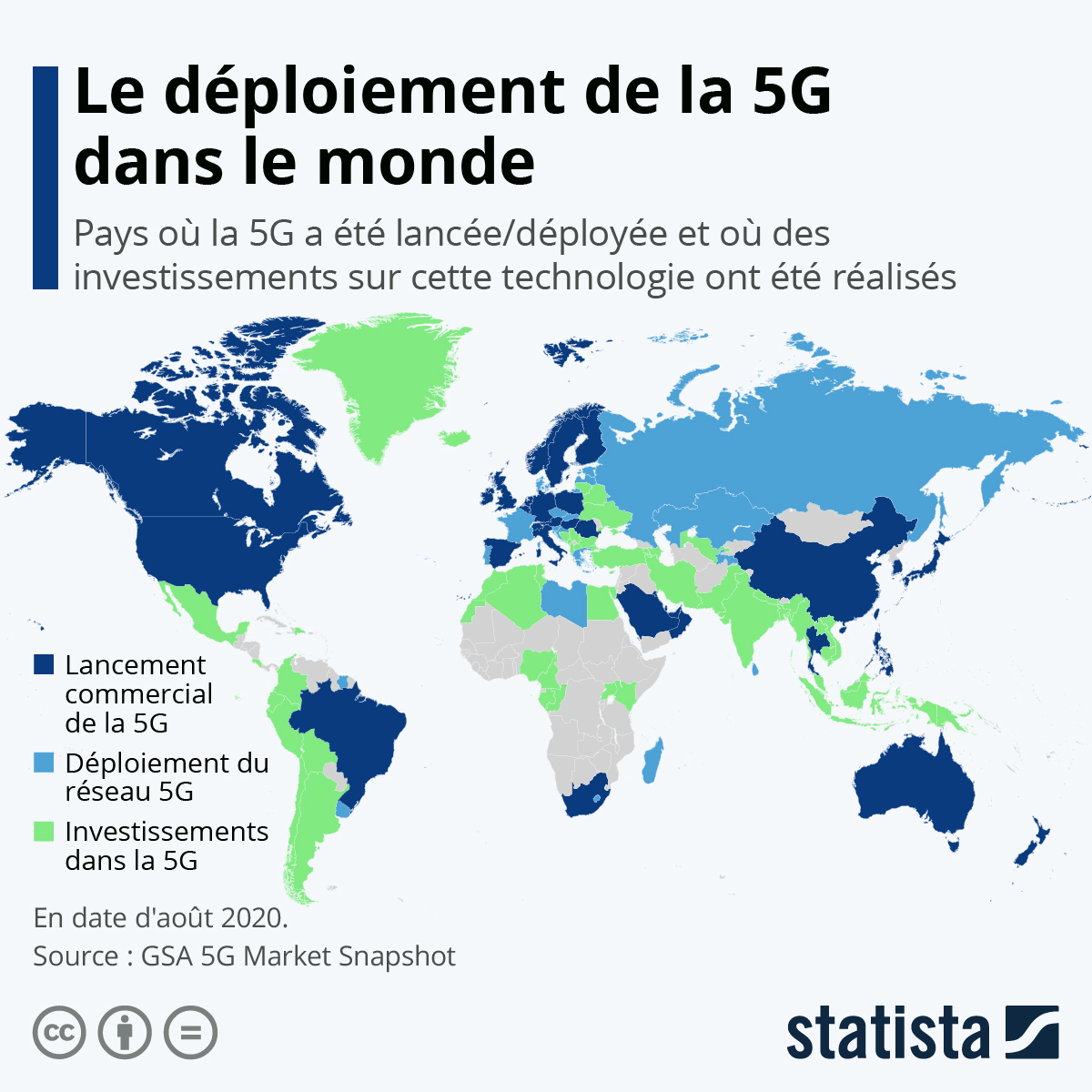Graphique Le déploiement de la 5G dans le monde Statista