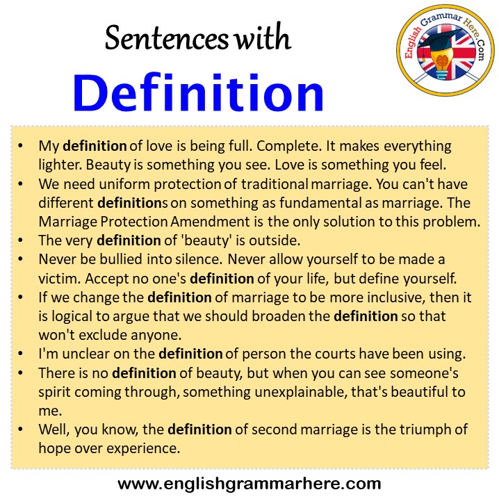 Sentences with Definition, Definition in a Sentence in English, Sentences For Definition