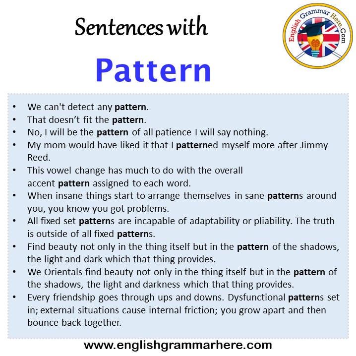 Sentences with Pattern, Pattern in a Sentence in English, Sentences For