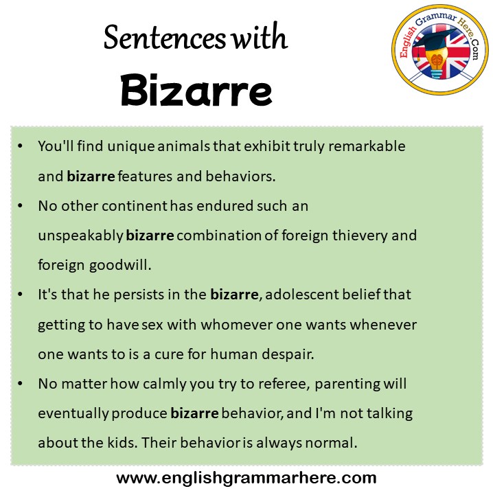 Sentences with Bizarre, Bizarre in a Sentence in English, Sentences For