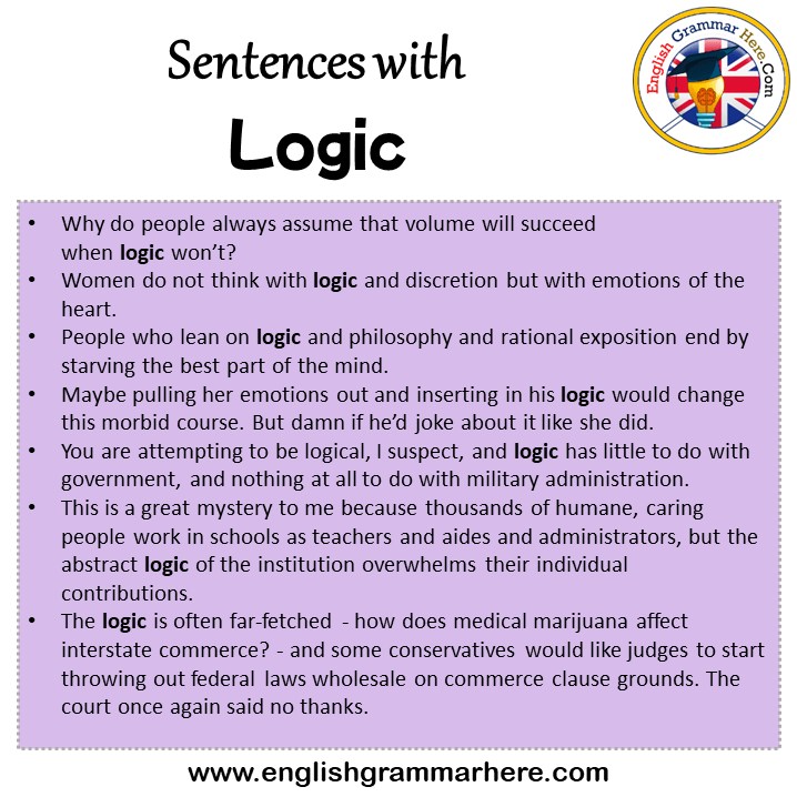 Sentences with Logic, Logic in a Sentence in English, Sentences For
