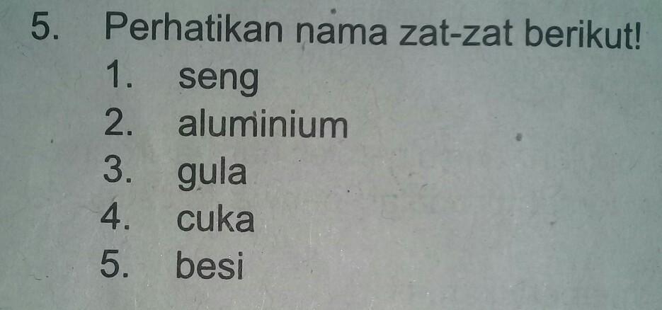 Zat Zat Berikut Yang Tidak Termasuk Unsur Adalah