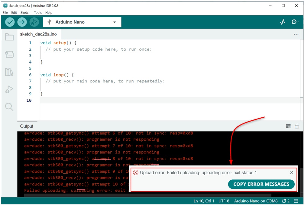 How to Fix Arduino Nano Uploading Error Exit Status 1