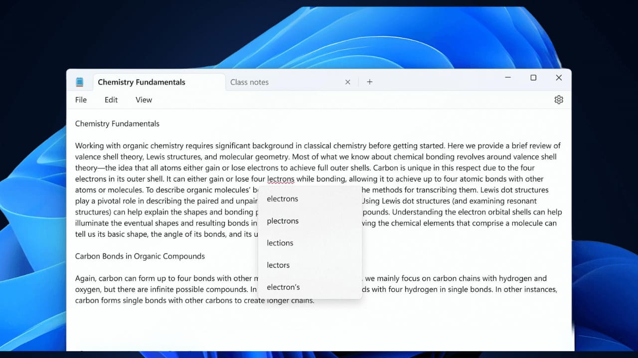 Microsoft Adds Spellcheck & Autocorrect to Notepad on Windows 11