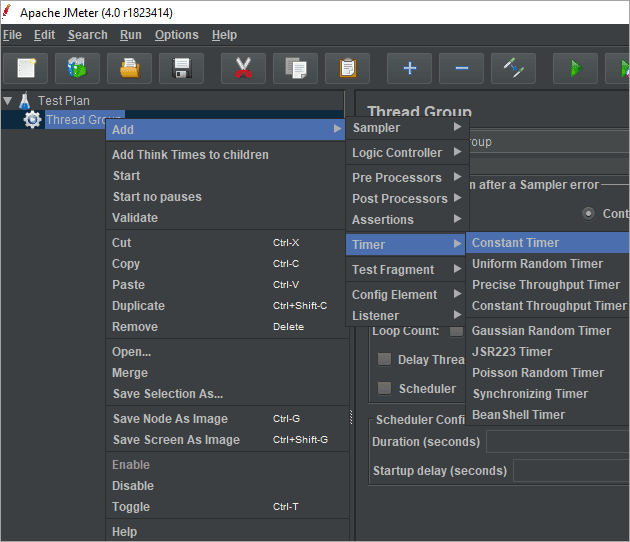 JMeter Timers Constant, BeanShell And Guassian Random Timer
