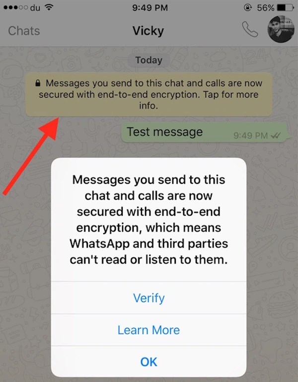 WhatsApp end to end encryption for messages and calls