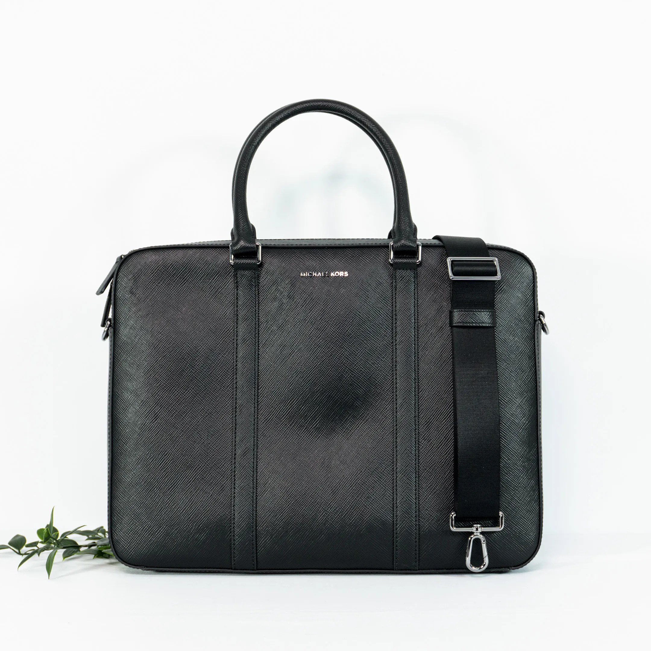 MICHAEL KORS MEN Harrison Commuter Leather Briefcase in Black (37U1LHRA9L) Masfreenky Shopperholic