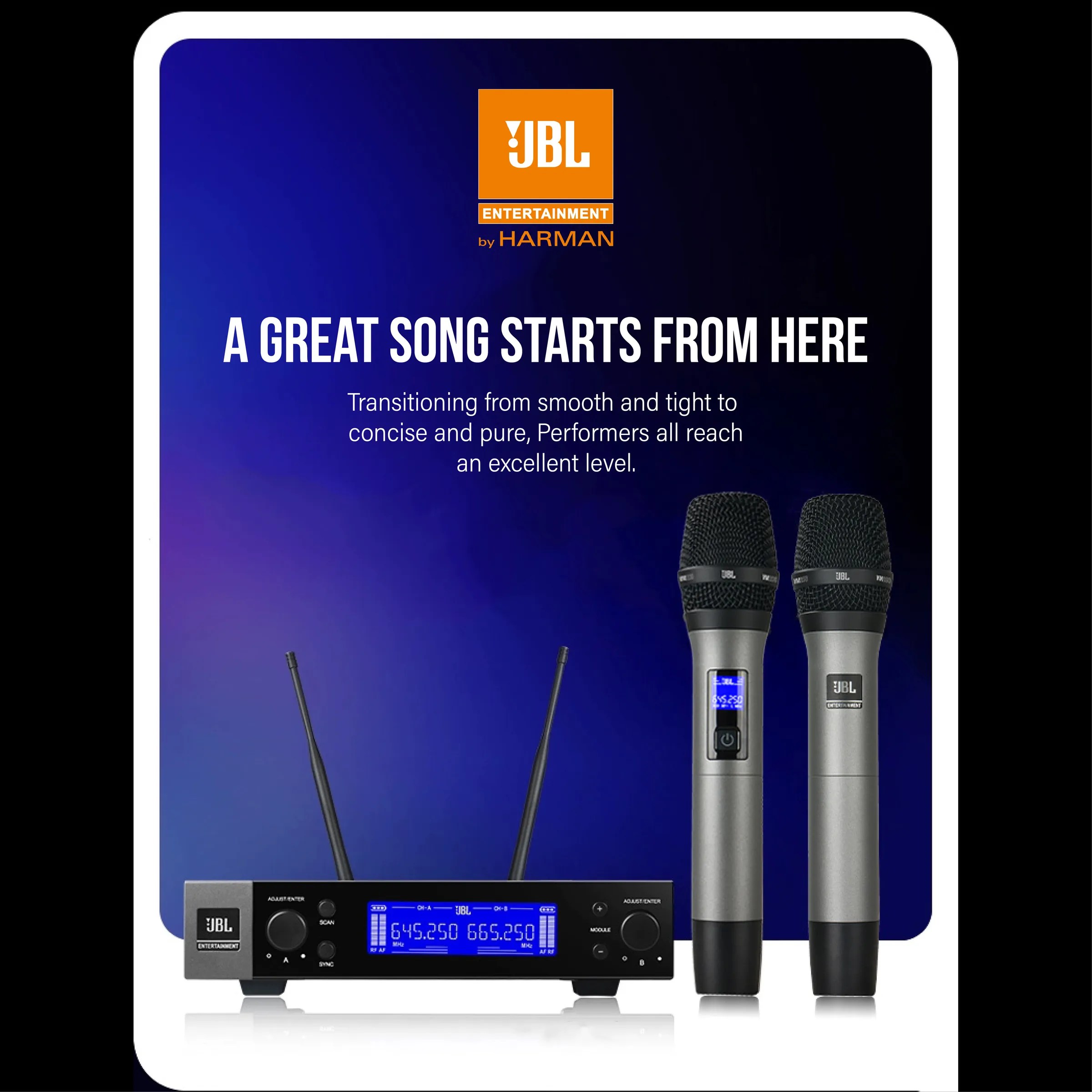 JBL UHF DUALCHANNEL WIRELESS MICROPHONE Model VM200 Number One