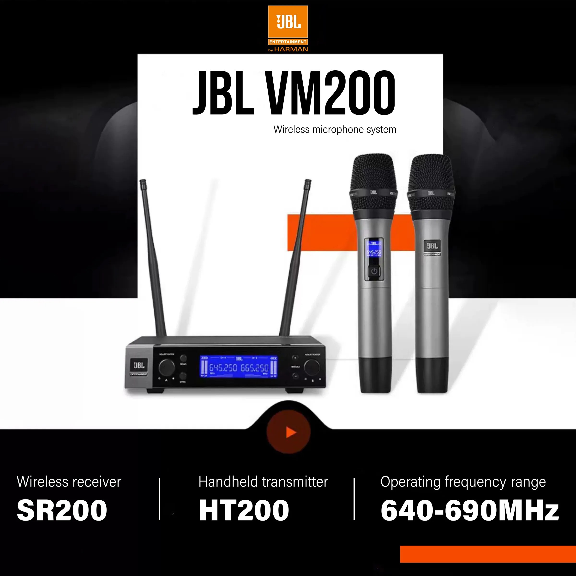 JBL UHF DUALCHANNEL WIRELESS MICROPHONE Model VM200 Number One