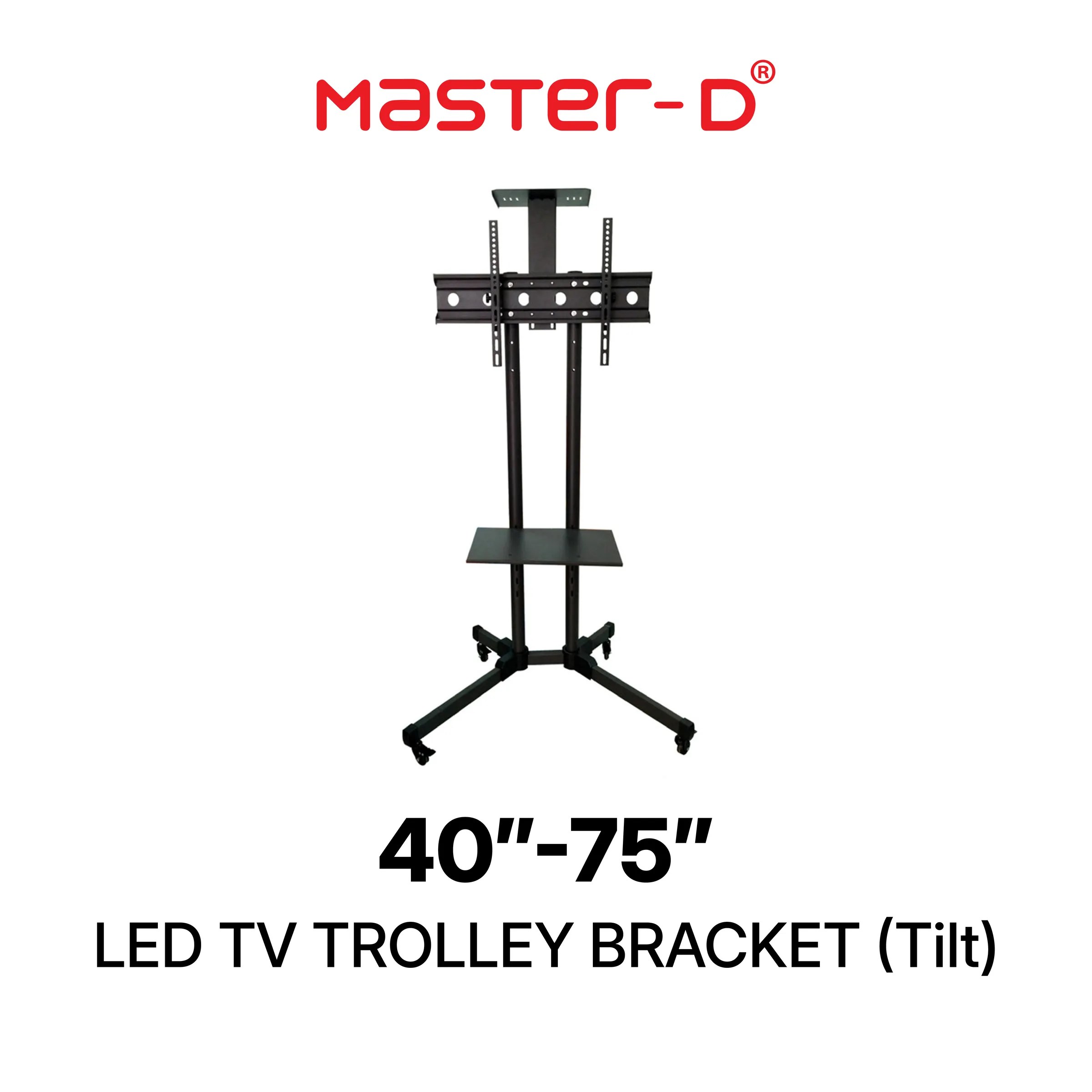 MasterD Portable Mobile TV Trolley Bracket Stand Movable 40" to 75