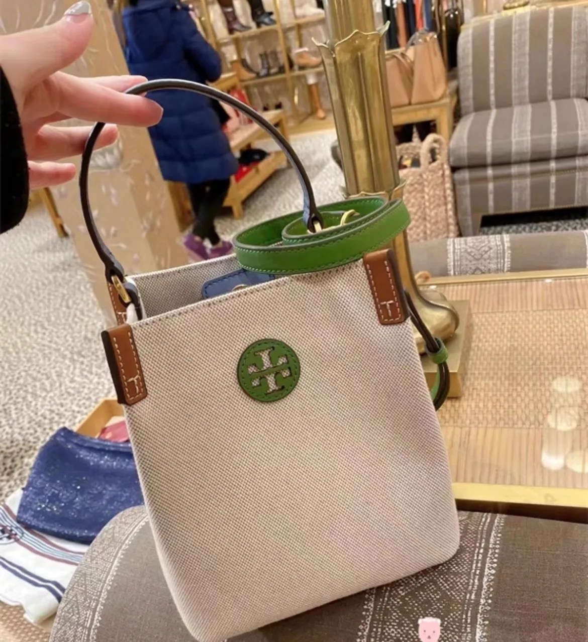 TORY BURCH Blake Canvas Bucket Bag Vinee Bag
