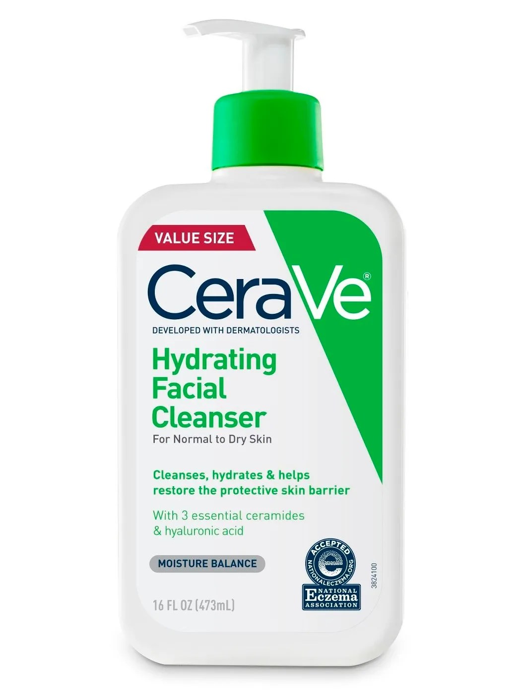 CeraVe Hydrating Facial Cleanser for Normal to Dry Skin, 16 oz (473ml