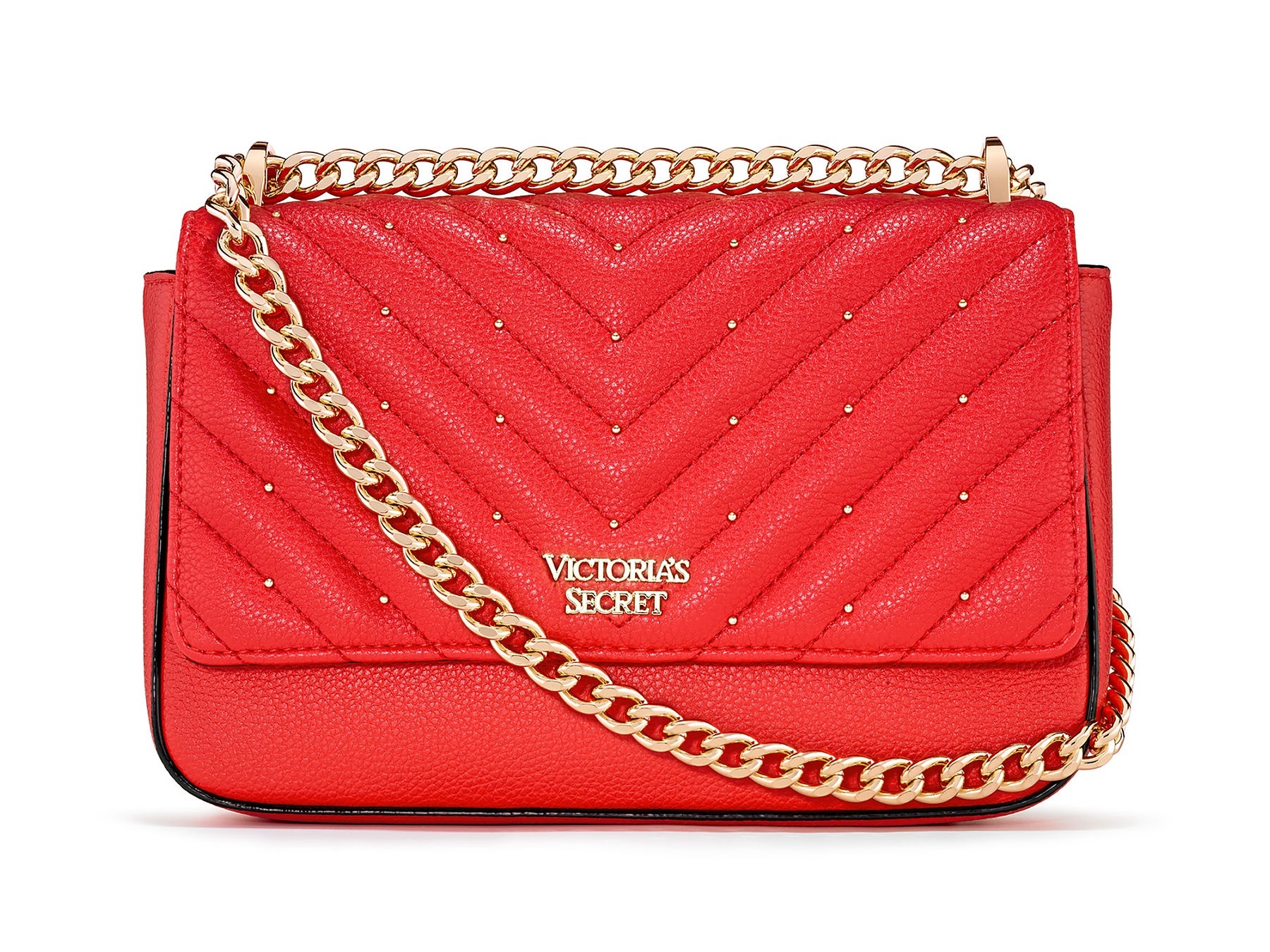 Victoria's Secret Pebbled VQuilt Small Bond Street Shoulder Bag Red