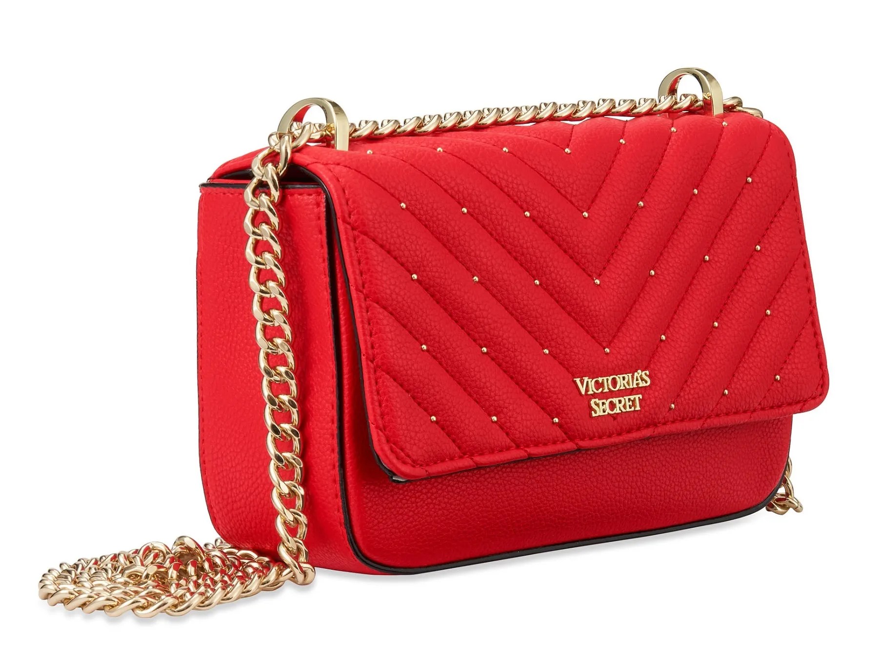 Victoria's Secret Pebbled VQuilt Small Bond Street Shoulder Bag Red