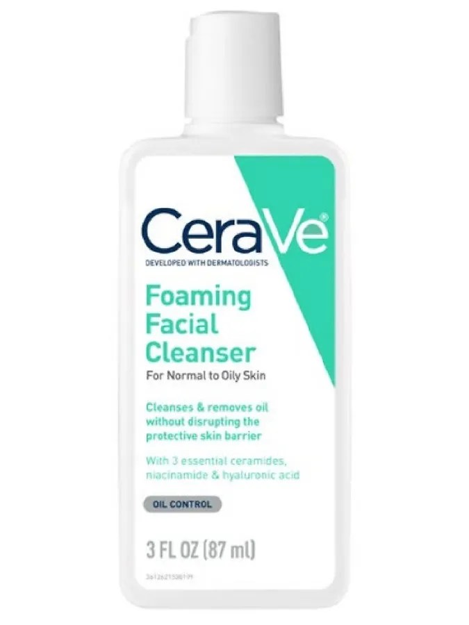 CeraVe Foaming Facial Cleanser for Normal to Oily Skin, 3 oz (87ml