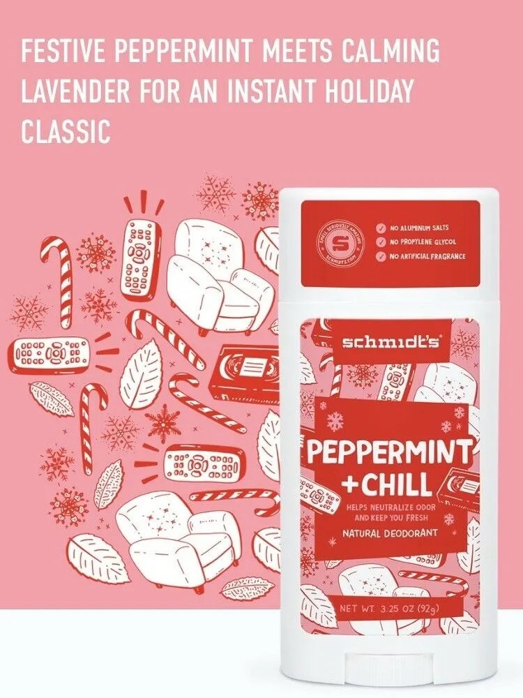 Schmidt’s Naturals Peppermint + Chill Deodorant Stick, 2.65 Oz (Holiday