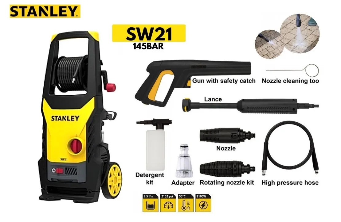 Stanley SW 2100W 145Bar Industrial High Pressure Jet Washer MY Power