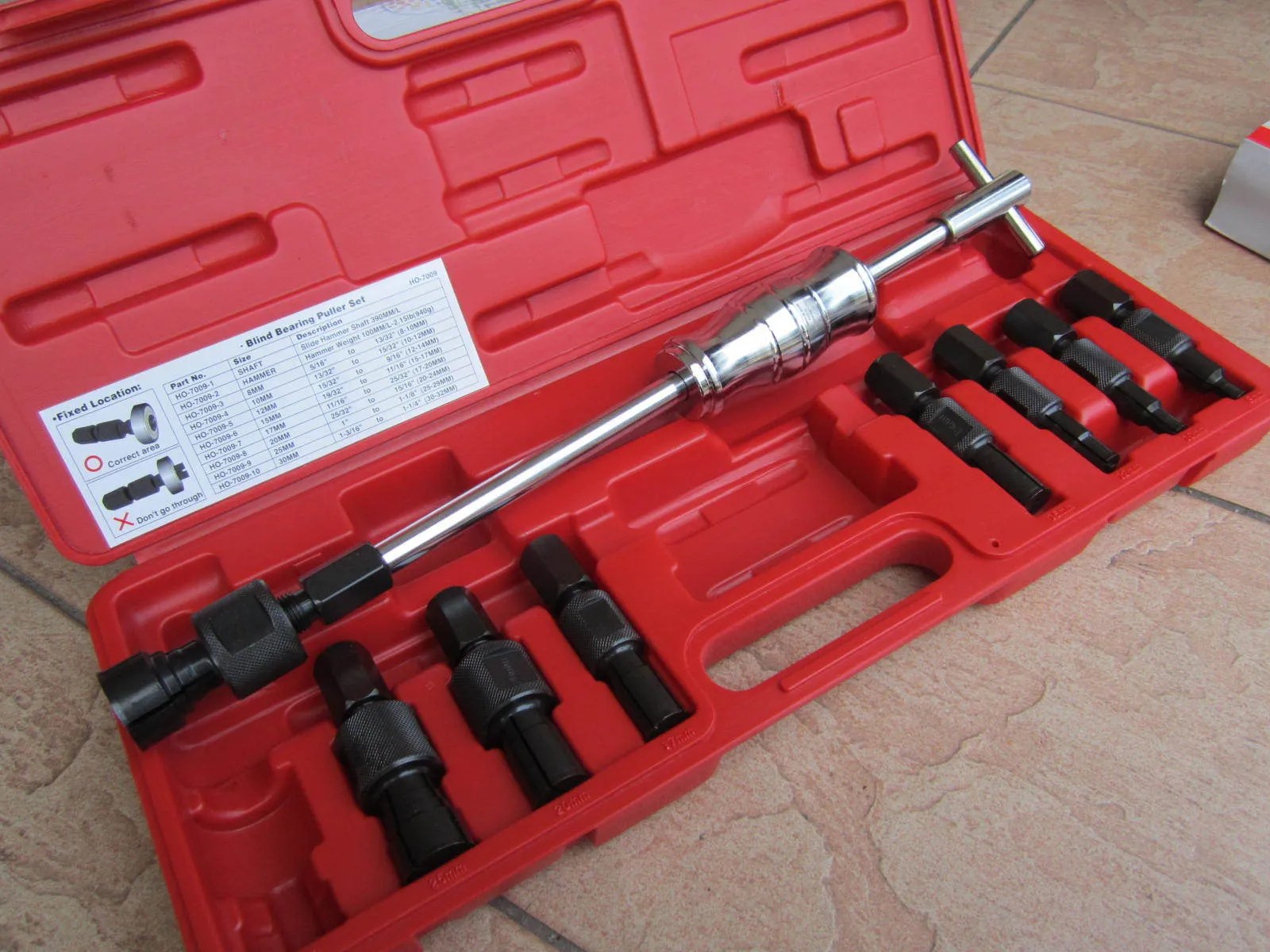 Professional 9pcs Blind Hole Slide Hammer Bearing Puller Set MY Power