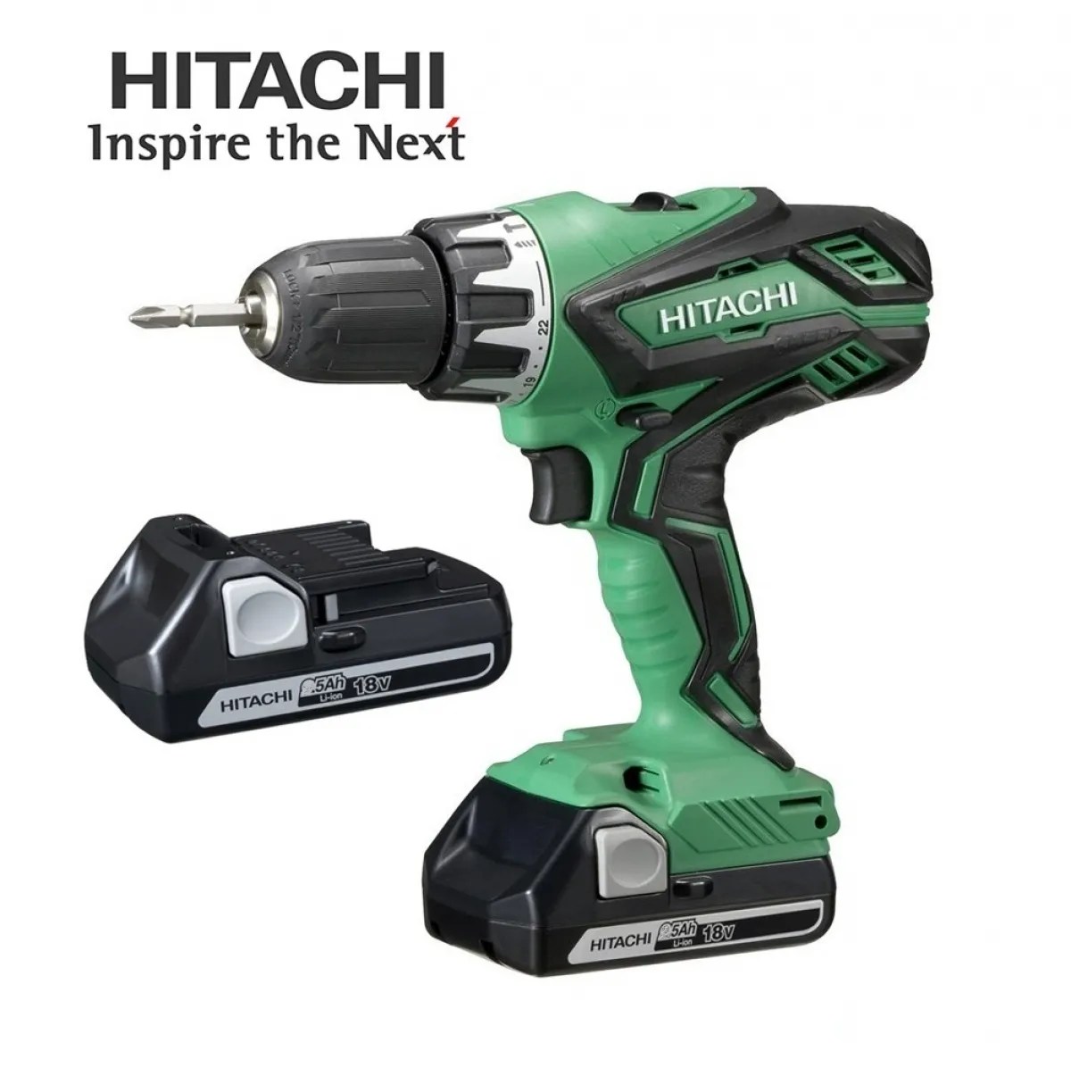 Hitachi 18volt 1/2in Cordless Drill (2 Liion Batteries Included And