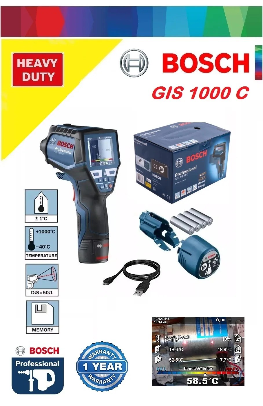 Bosch GIS 1000 C Professional Infrared Thermal Detector MY Power Tools
