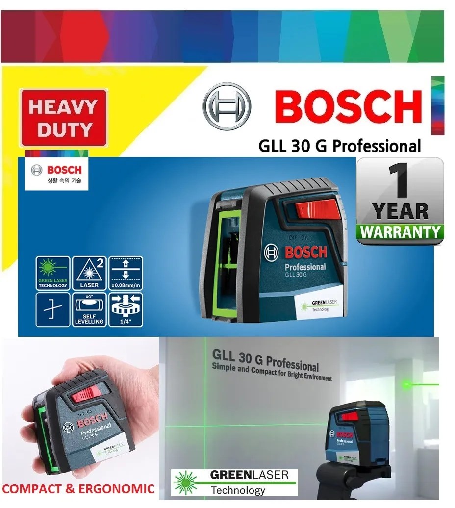 Bosch GLL 30 Green Cross Line Auto Laser Level MY Power Tools