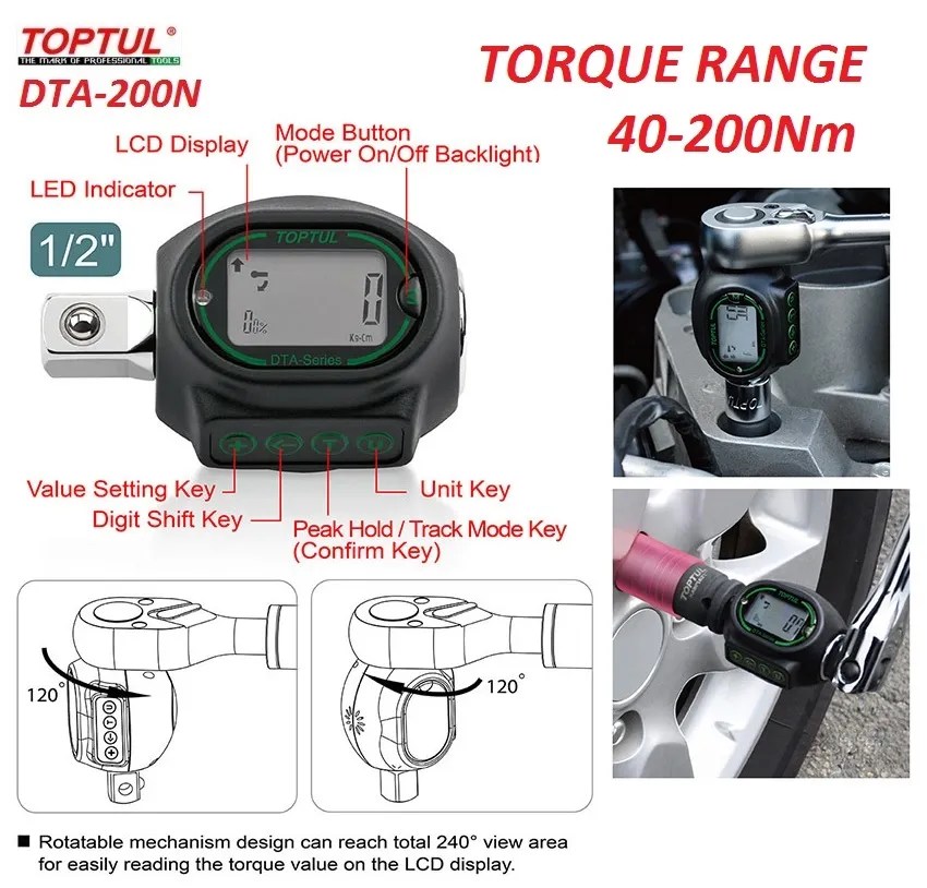 Toptul Professional 1/2inch Dr. (40200Nm) Digital Torque Adapter MY