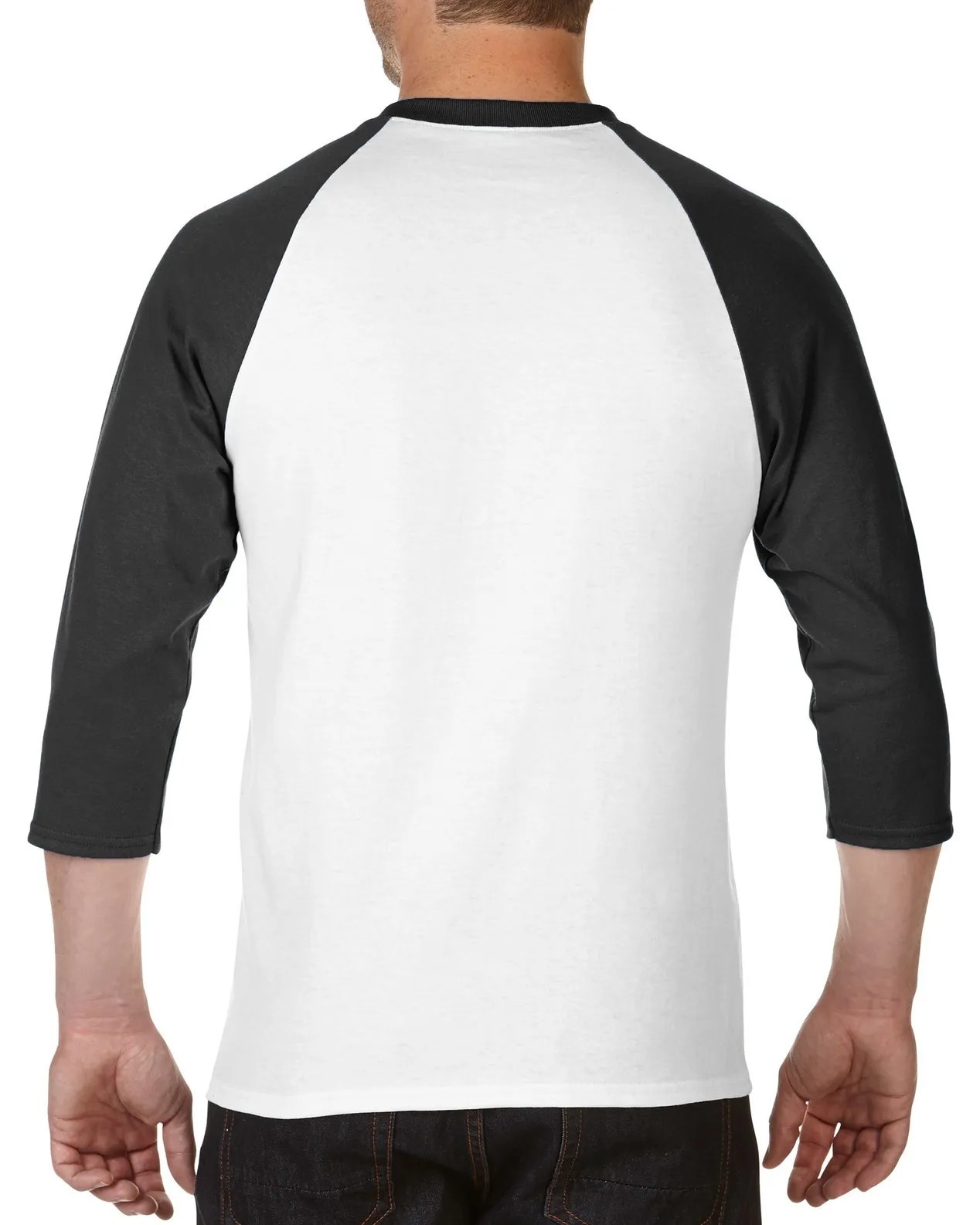 Gildan Premium Cotton 3/4 Sleeve Raglan White/Black Basixlab
