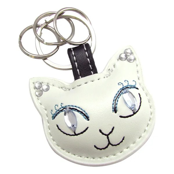 Luxury 3D Cat Face Leather Keychain MiYa Co. Cat