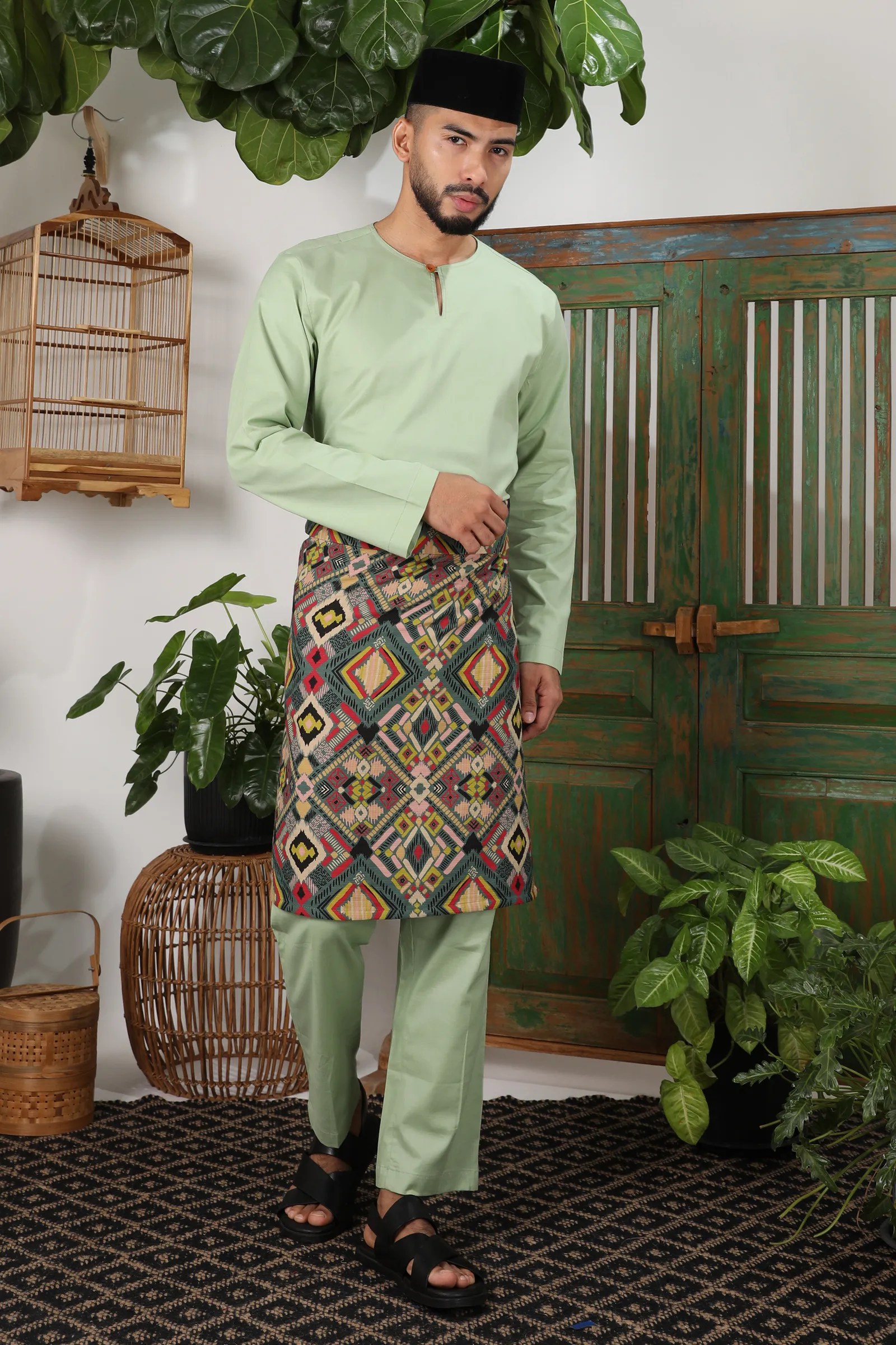 ELHAN Baju Melayu Men Tea Green hollakidz