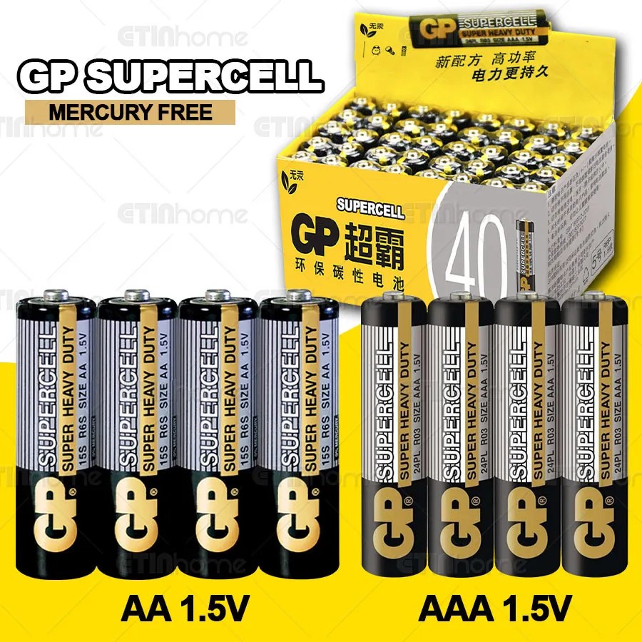 [40/20PCS] AA / AAA GP Supercell Battery Etin Baby
