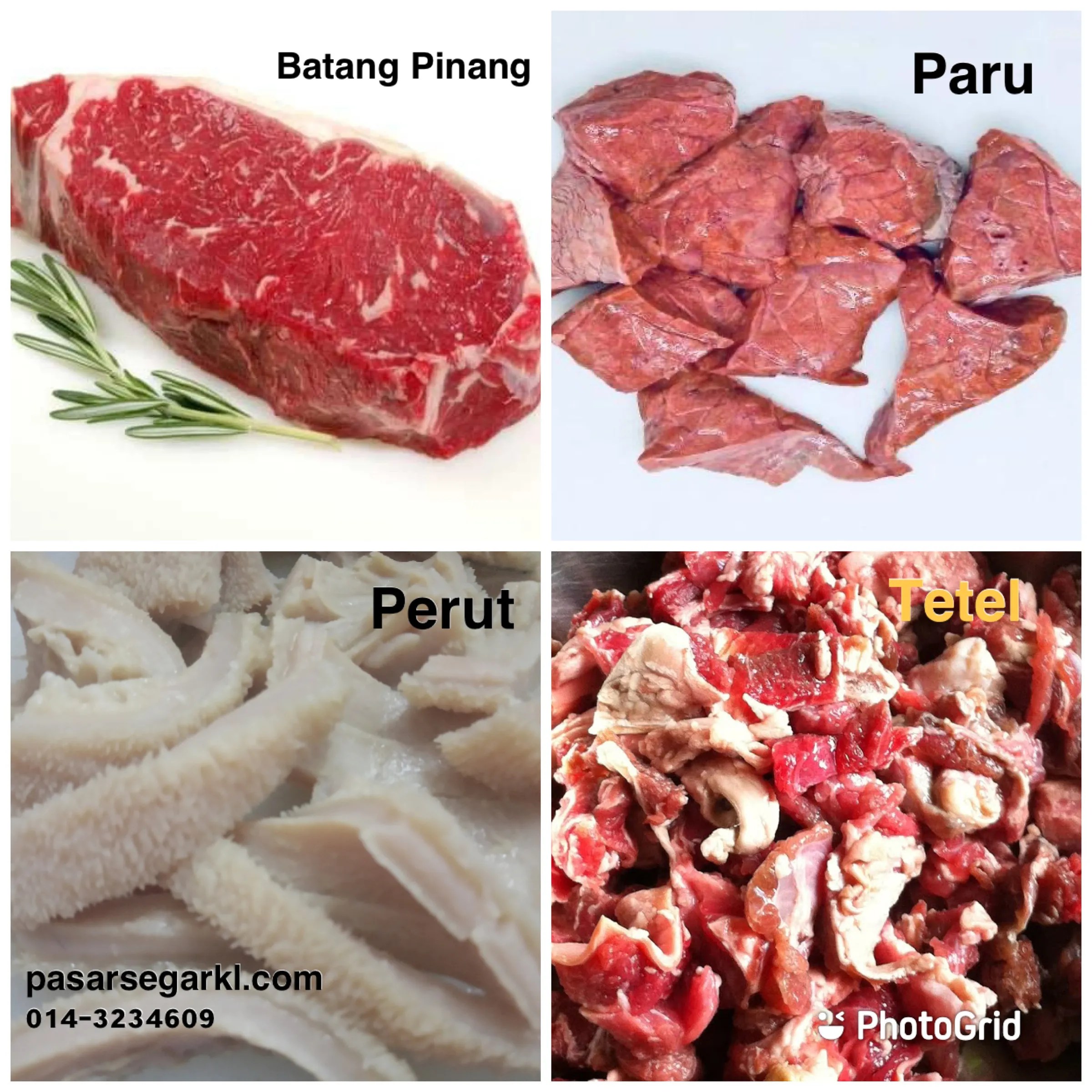 DAGING LEMBU (Batang Pinang/Segar/Frozen/tulang / Tetel
