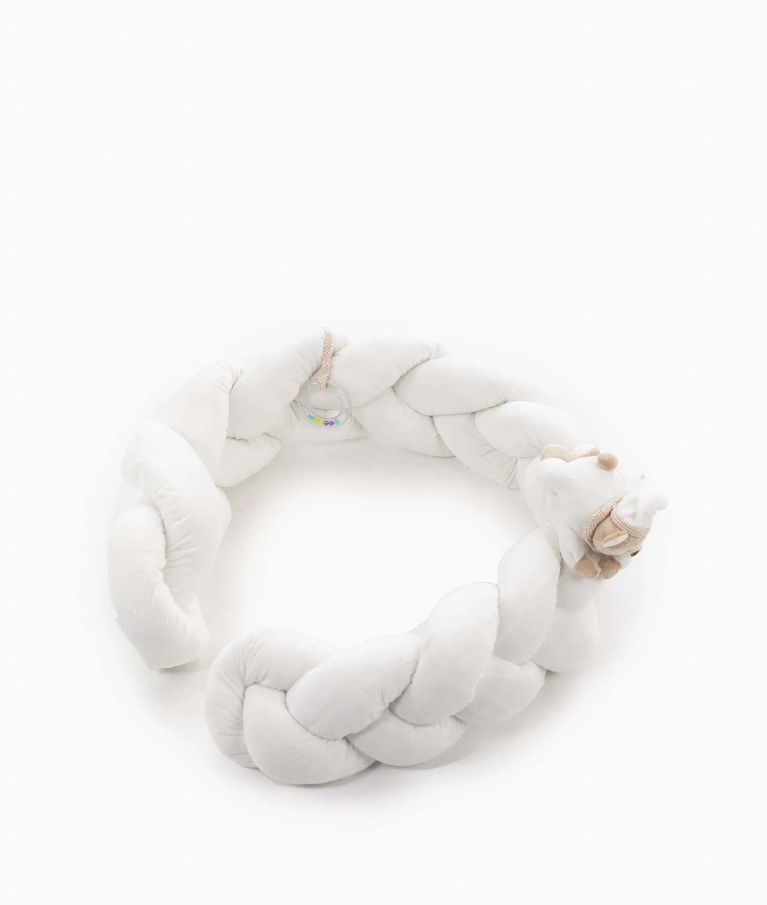 3D Bear Braided Crib Bumper Pillow (Beige) FLYBYFLY