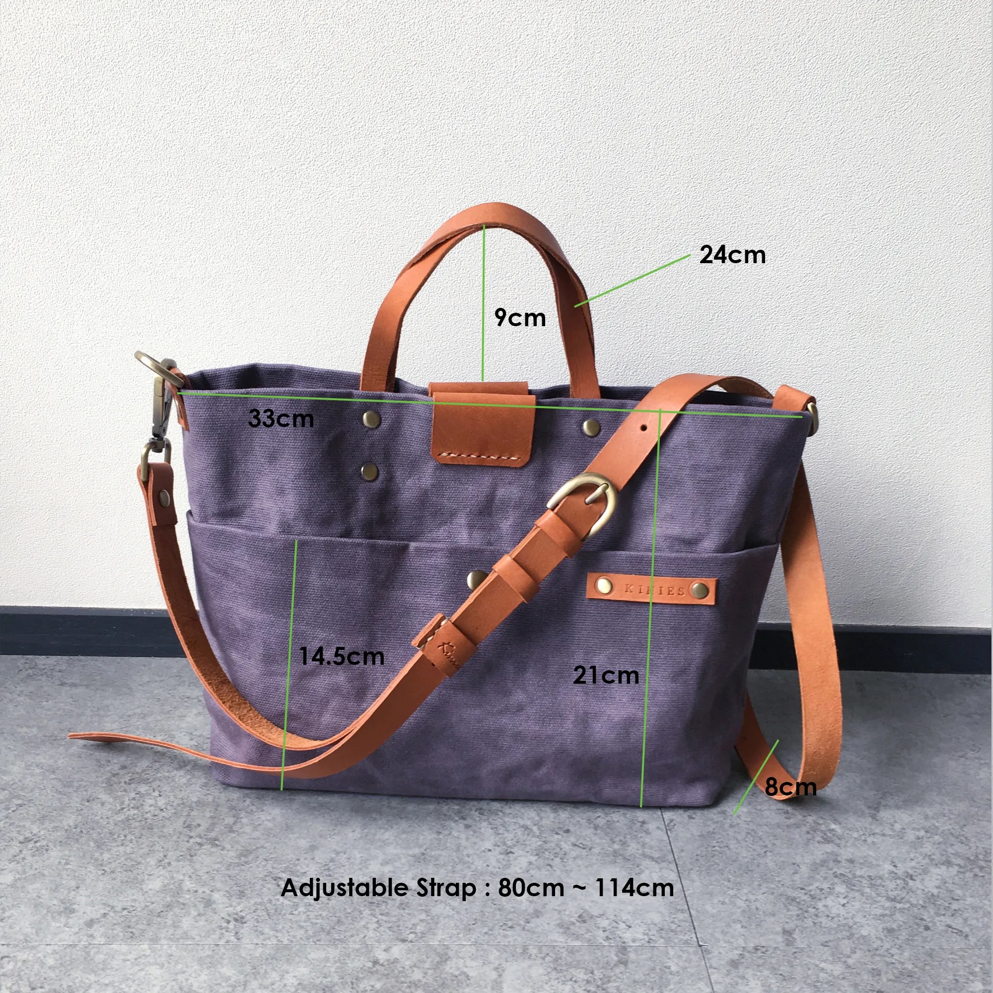 WAXED CANVAS SLING TOTE / HANDHELD BAG IN BROWN LS17 Kinies