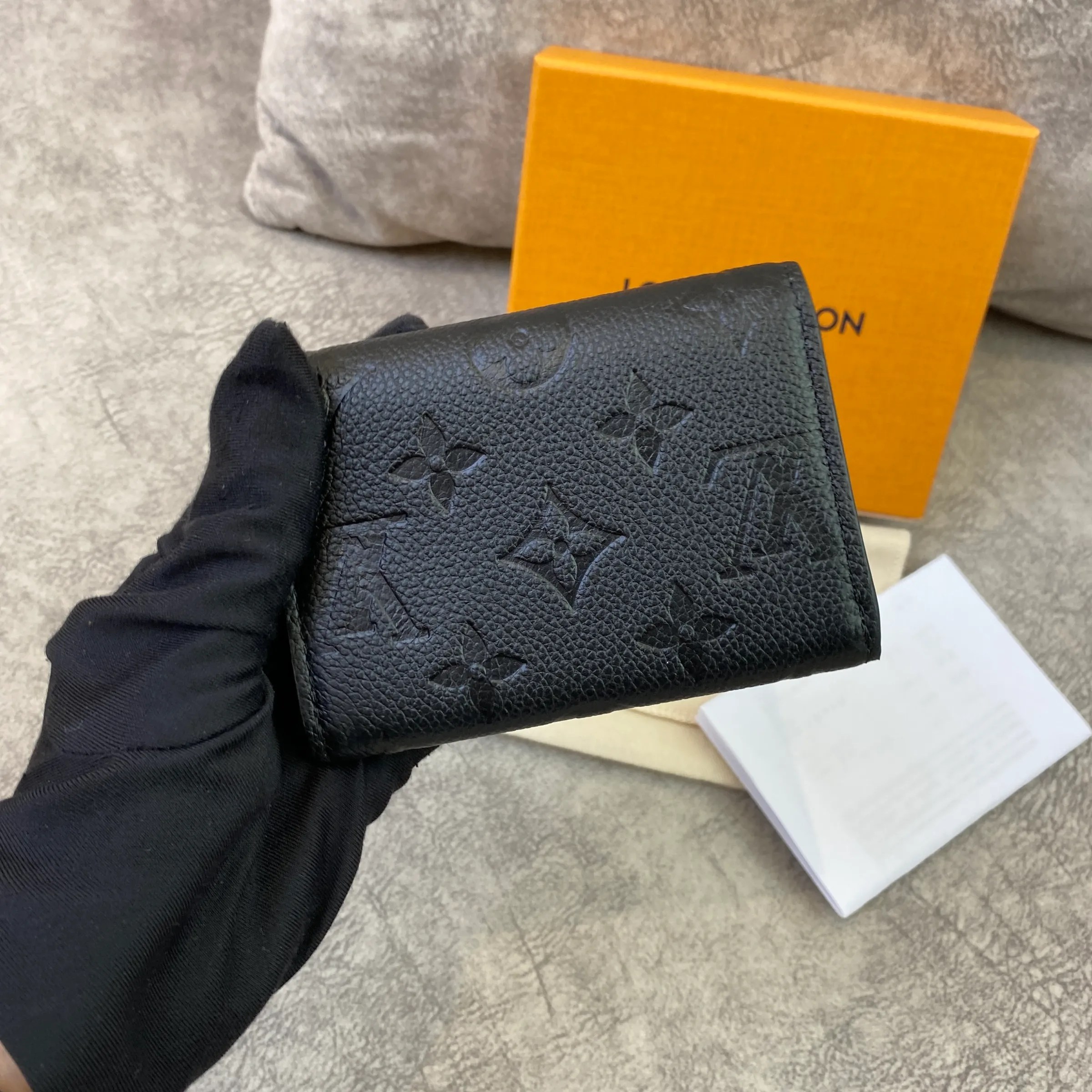 LOUIS VUITTON ROSALIE COIN PURSE EMPREINTE LEATHER BLACK M81455 Lbite