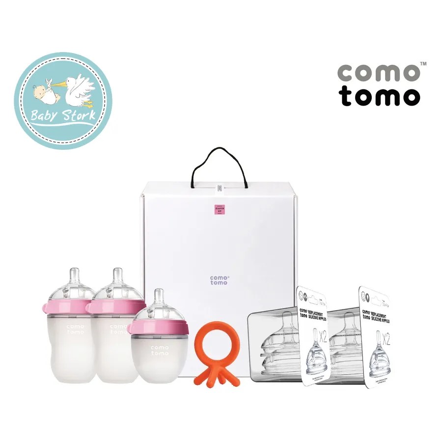 Comotomo Baby Bottle Starter Kit Components Set Green / Pink Baby