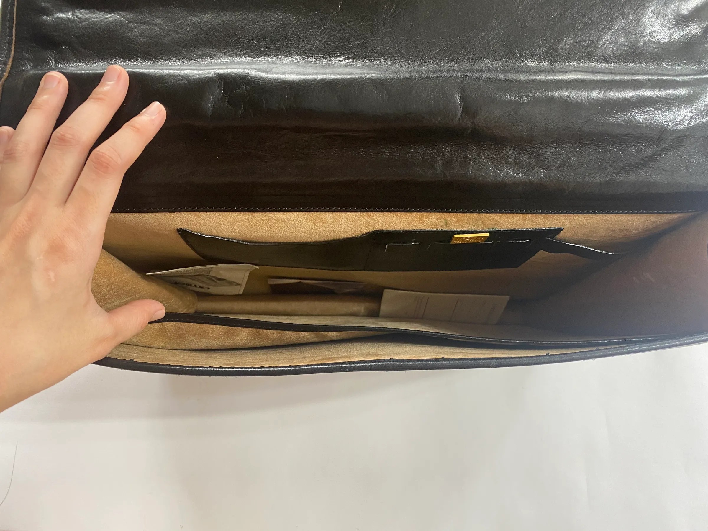 Oroton briefcase leather black Avecstyloplume