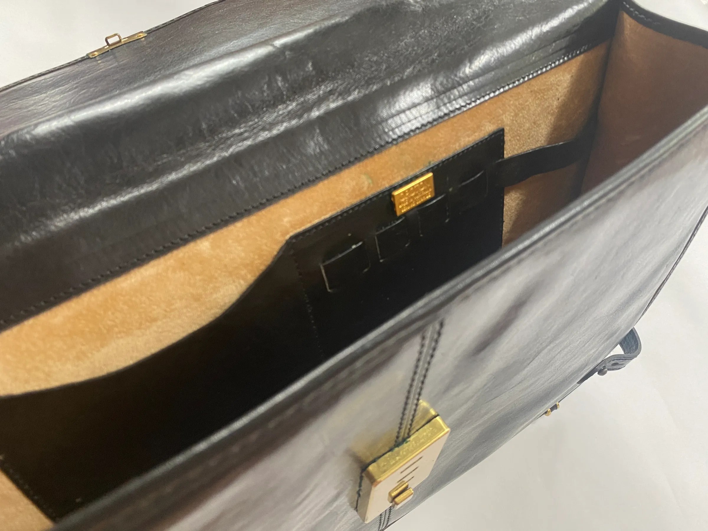 Oroton briefcase leather black Avecstyloplume