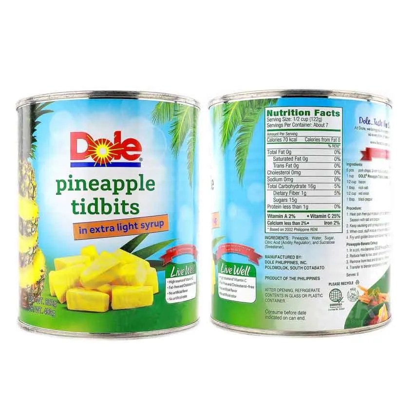 Dole Pineapple Tidbits 2.5 822g Citimart