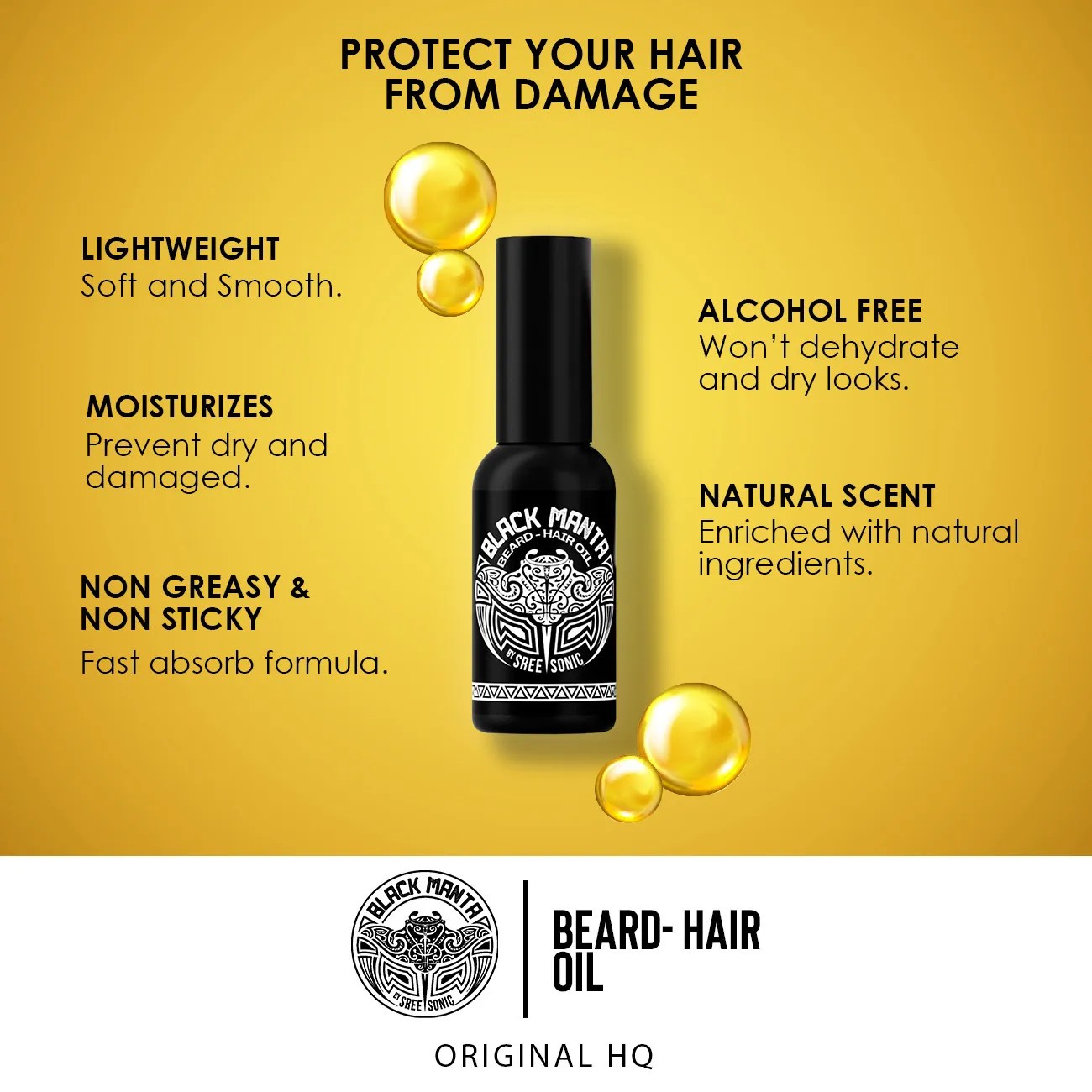 BeardHair Oil 50ML Black Manta SREE SONIC STORE HQ