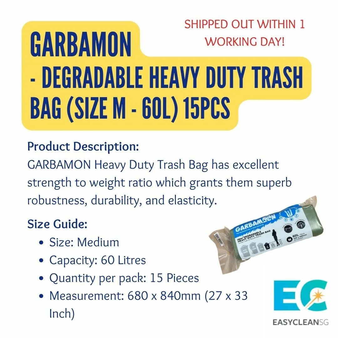 GARBAMON Degradable Heavy Duty Trash Bag (60L)