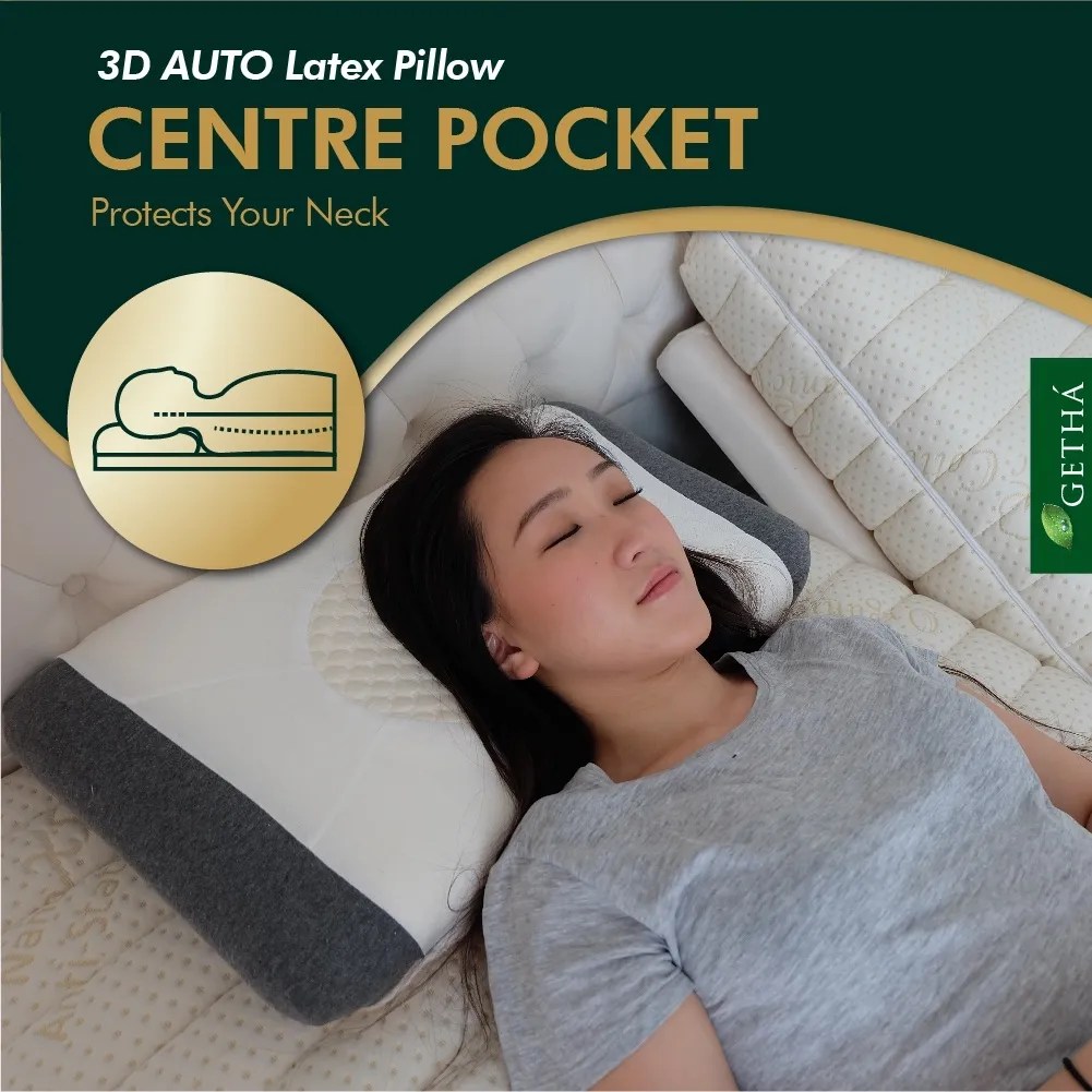 Getha 3D Auto 100 Natural Latex Pillow YCH Home Living Sdn Bhd