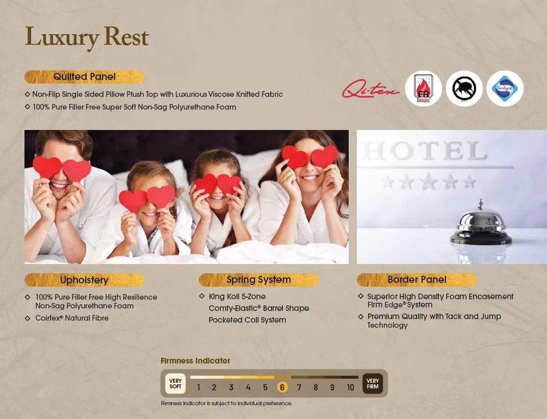 [FREE Pillow+FREE Delivery] KingKoil 13.5" Luxury Rest 5 Zone Barrel