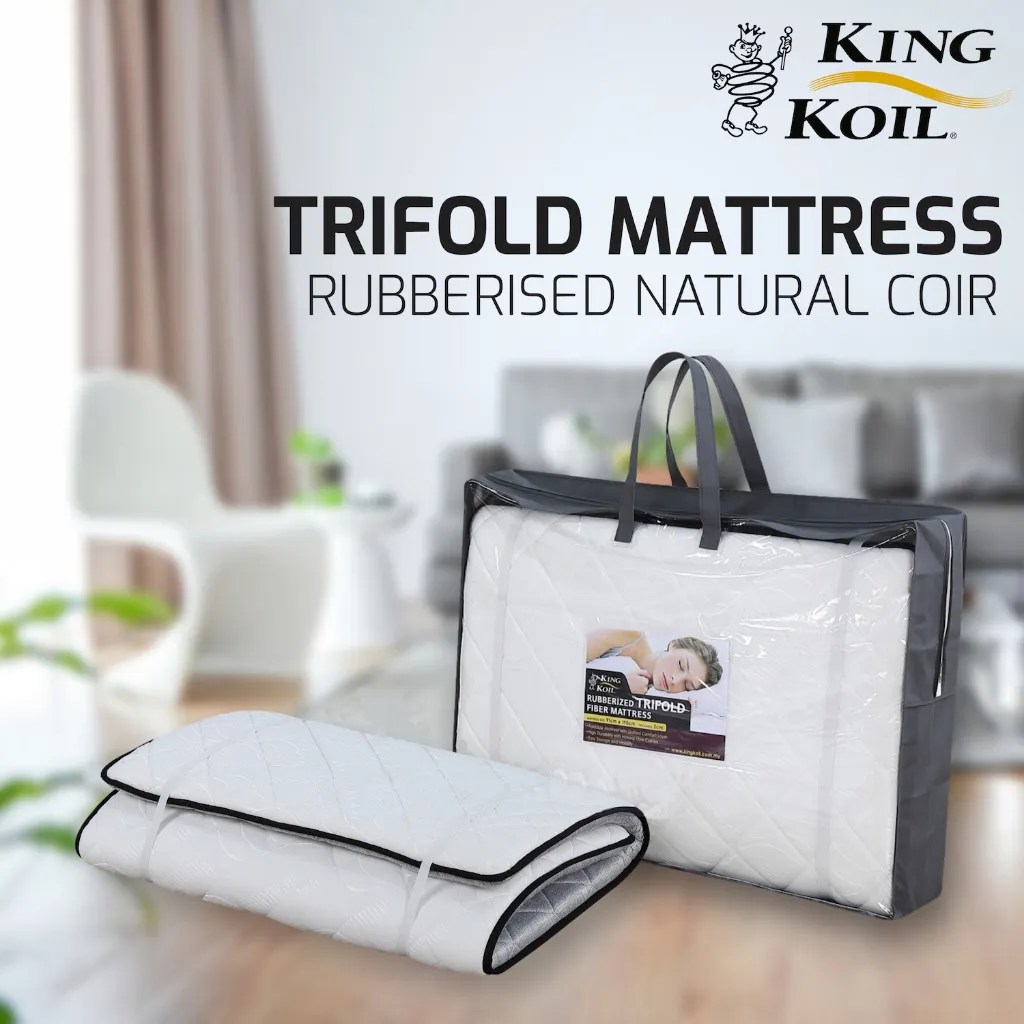 King Koil Rubberized TriFold Natural Fiber Mattress Foldable Single