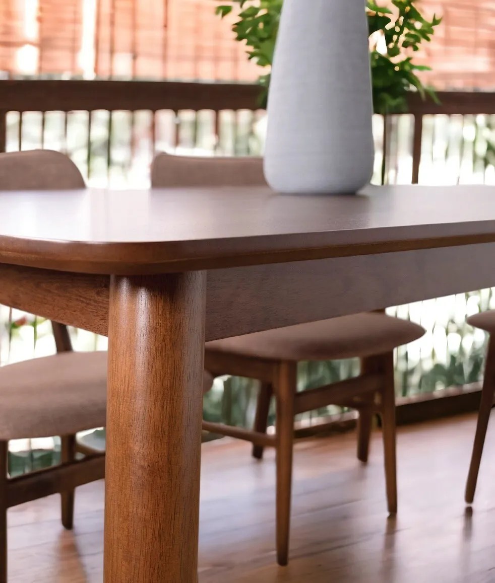 Sacramento MDF Top w Veneer / Rubberwood Medium Brown Dining Table