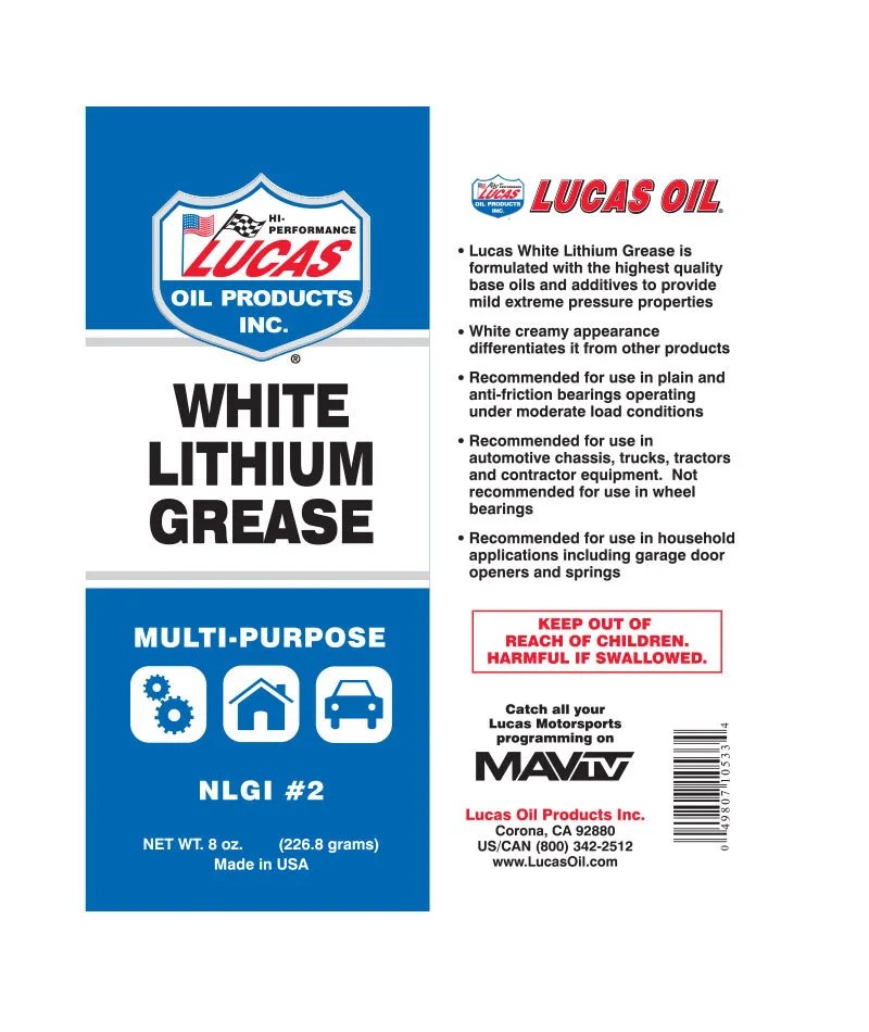 Lucas White Lithium Grease 8oz Works Engineering Official Online Store