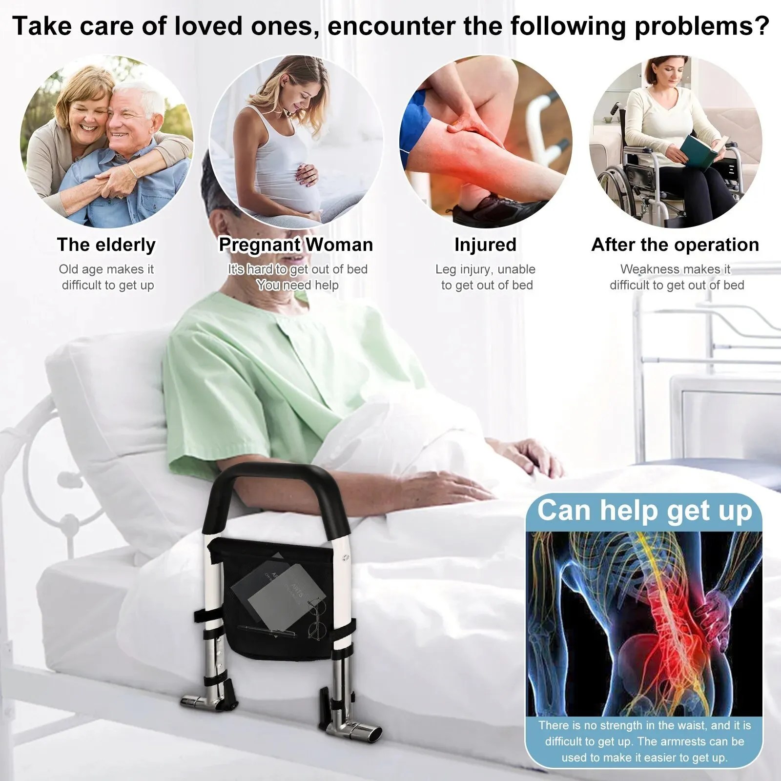 Foldable Bed Rails Bed Safety for Elderly Adults, Bed Assist Rail