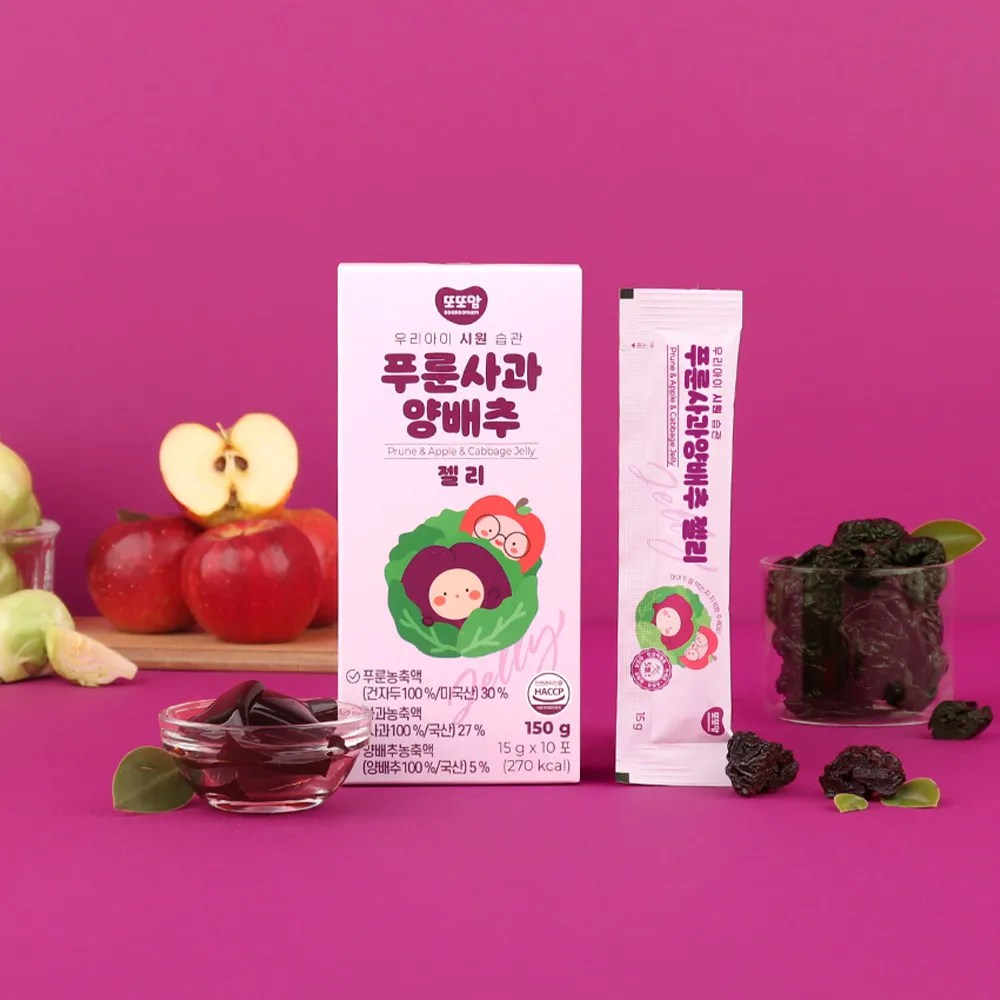 DDODDOMAM Prune & Apple & Cabbage Jelly (10 sticks/ 1 box) Green