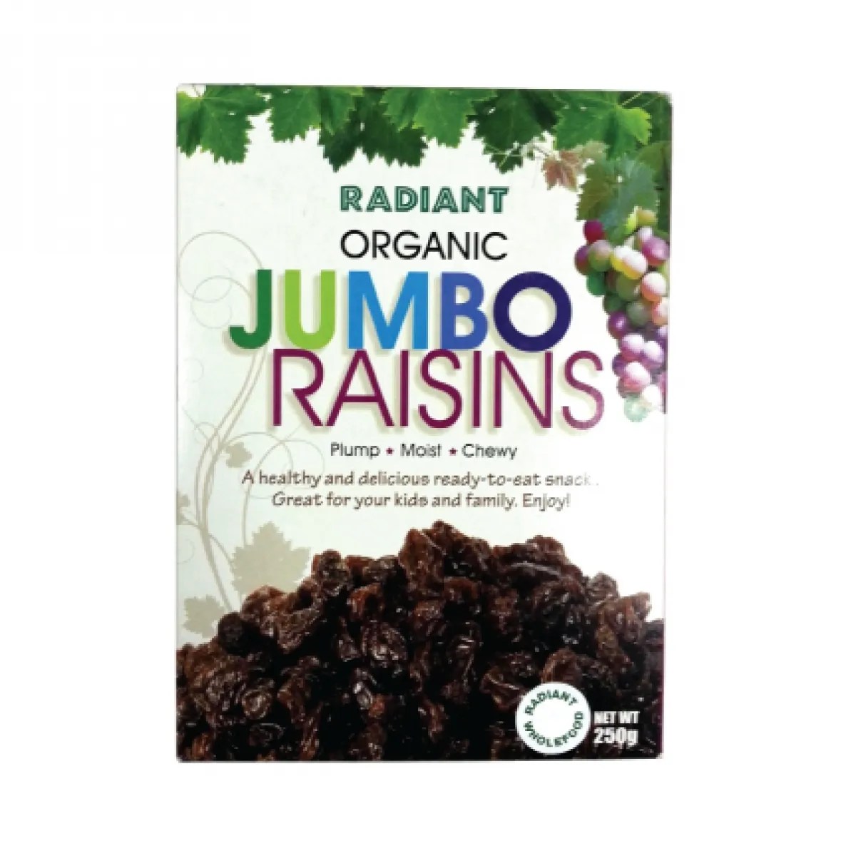 RADIANT Organic Jumbo Raisins (250g) Green Wellness